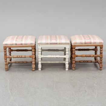 A set of three 18th century  Baroque stools.