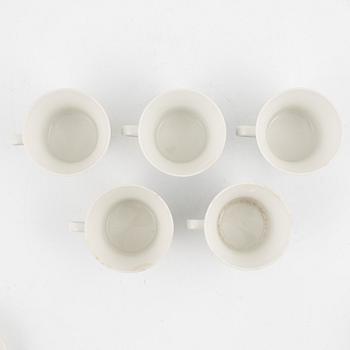 Marianne Westman, five creamware cups with saucers, 'My Garden', Rörstrand.