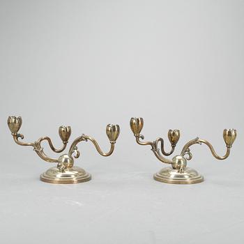 LJUSSTAKAR, ett par, W A Bolin, silver, 1950.
