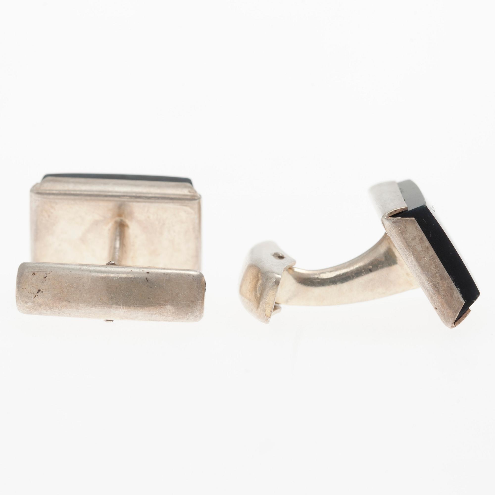 MANSCHETTKNAPPAR, silver, falköga, OM, Helsinki 1968.