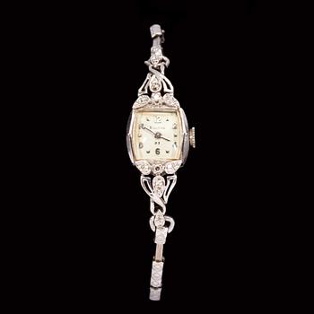 DAMARMBANDSUR, 14k besatt med små diamanter, Bulova. 1900-tal.