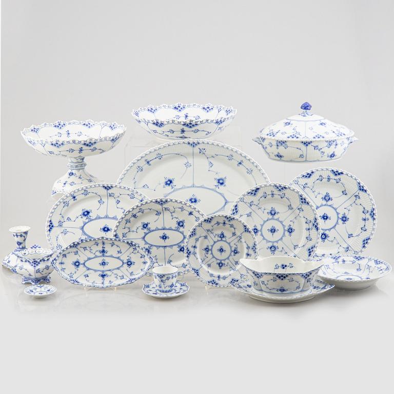 Royal Copenhagen, an 82-piece dinner and coffee service, 'Musselmalet Full Lace', Denmark.