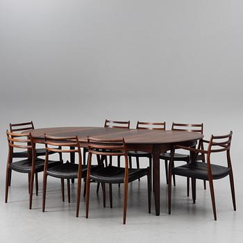 Niels Otto Møller, a nine-piece dining suite, JL Møller, Denmark, 1965.
