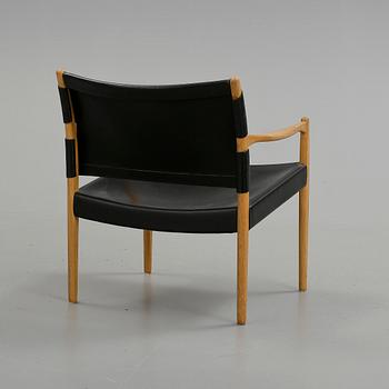 KARMFÅTÖLJ, "Premiär-69", skinn, Jan Olof Skotte, 1960-tal.