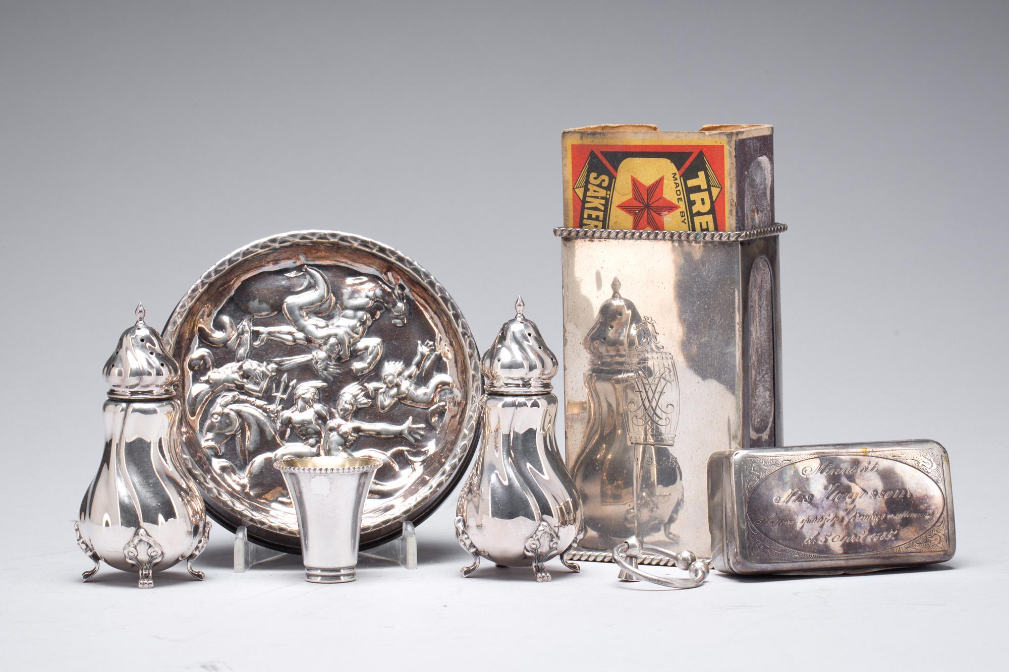 PARTI SILVER, 7 delar, 1900-tal, vikt ca 345 g.