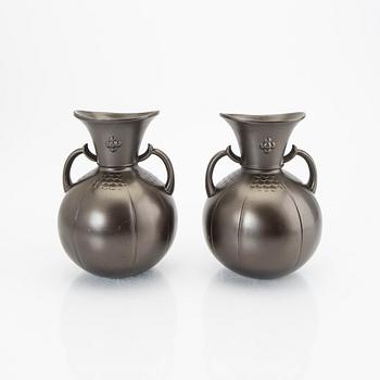 A pair of Just Andersen bronze vases.