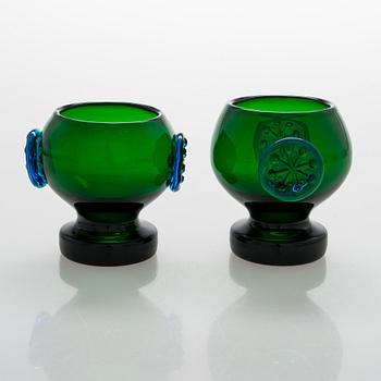 Nanny Still, glas, 2 st, "Flower power" Riihimäen Lasi OY.