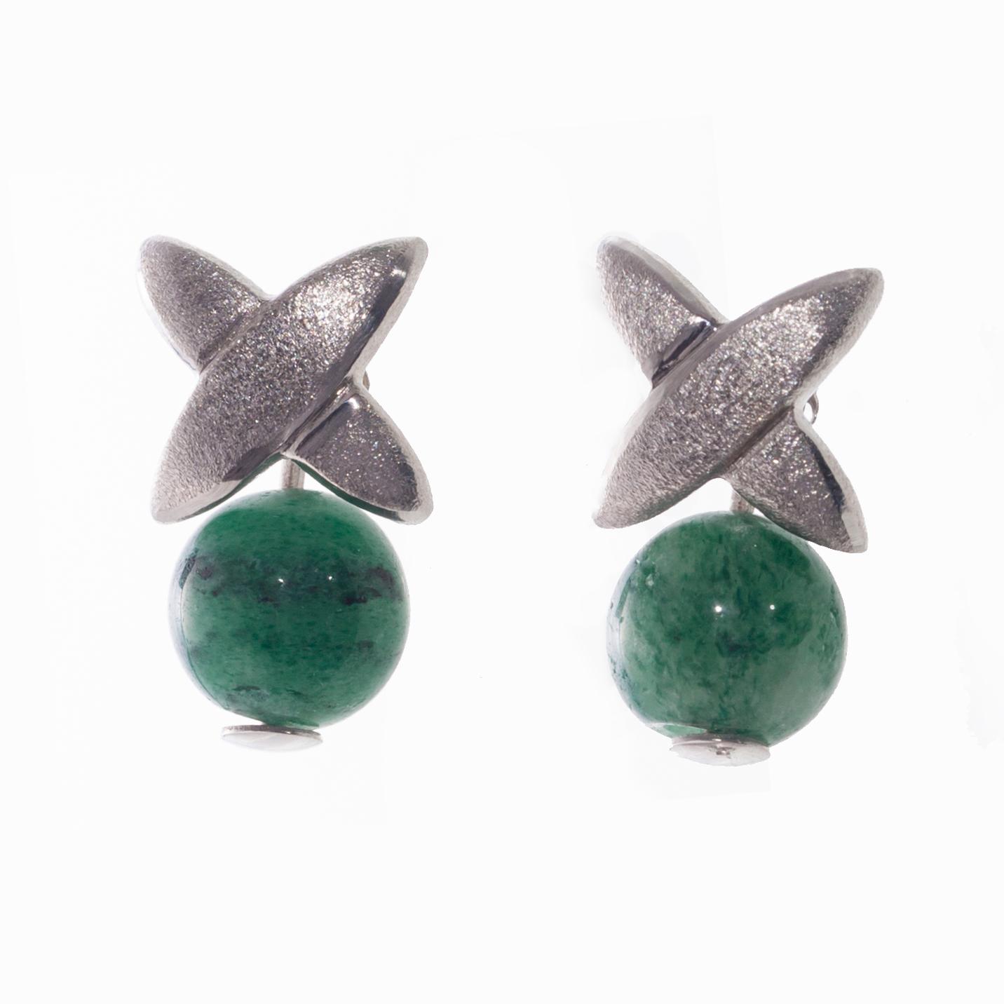 KORVAKORUT, aventuriinikvartsi, 14K valkokultaa.