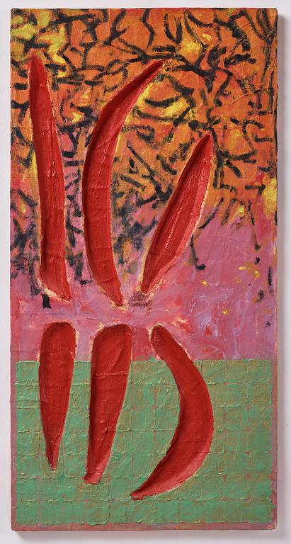 Stephen Buckley, mixed media, signed and dated 1989 on verso.