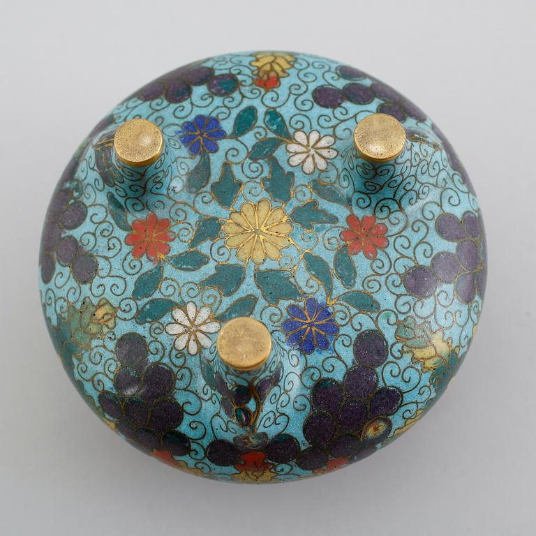 RÖKELSEKAR, cloisonné, Kina, 1800-/1900-tal.