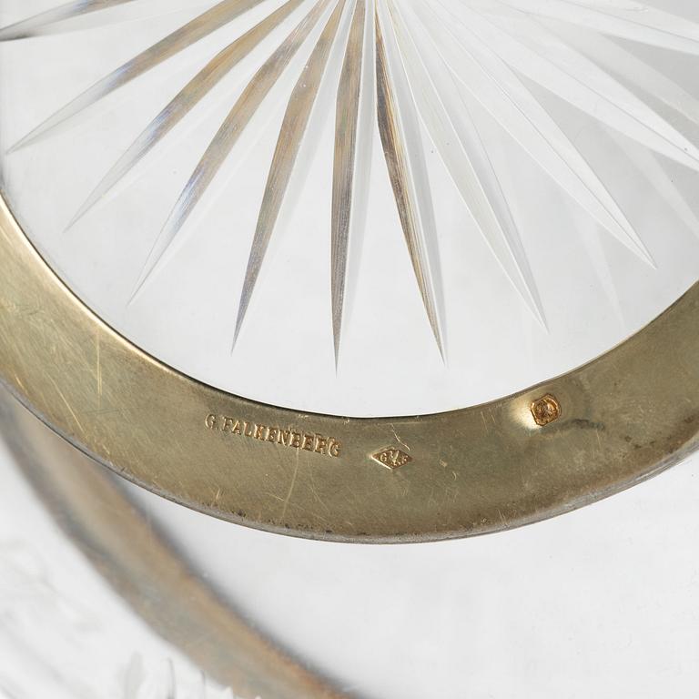 A French silver and glass bowl, mark of Georges Falkenberg, Paris, early 20th century.