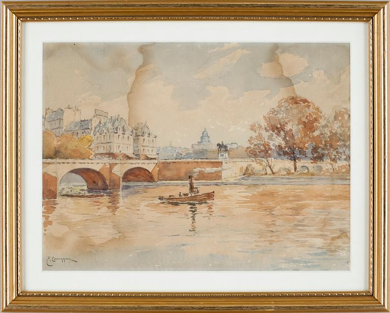 OKÄND KONSTNÄR, akvareller, ett par, sign. E. Conronneau. Trol omkring sekelskiftet 1900.