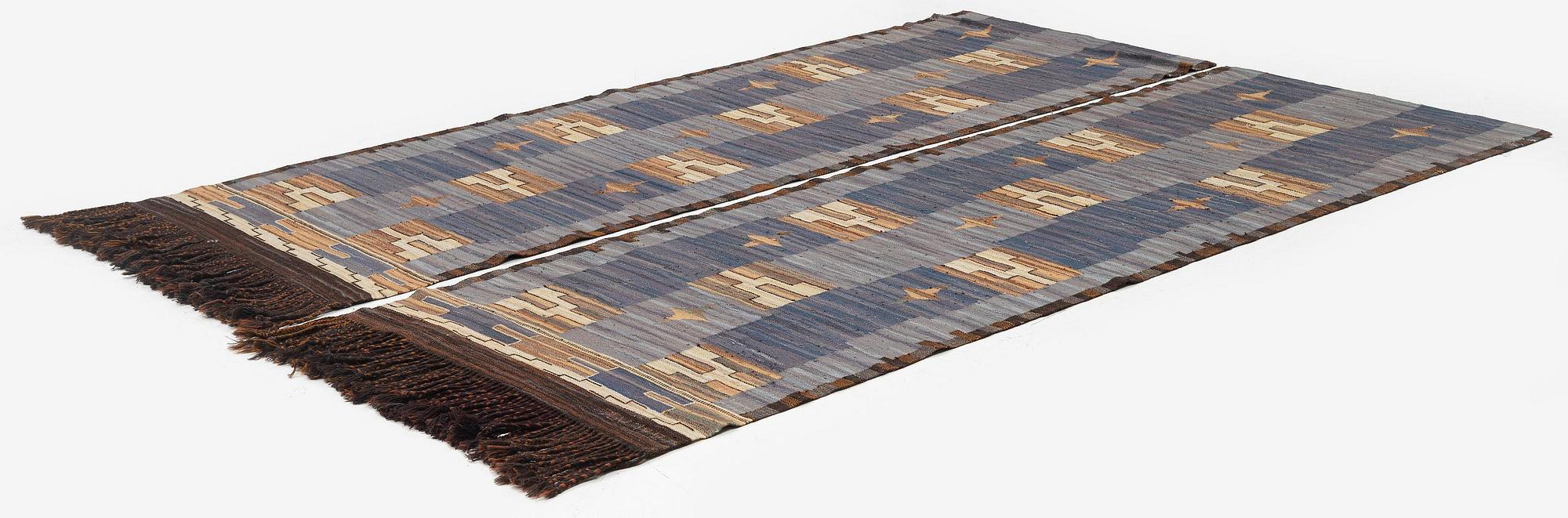 A pair flat weave  drapes, c. 232 x 84 cm each, signed JBV (Johanna Brunsson's weaving) and dated 1927.