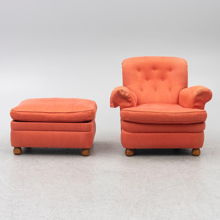 Josef Frank, Armchair with footstool, model 336, Svenskt Tenn.