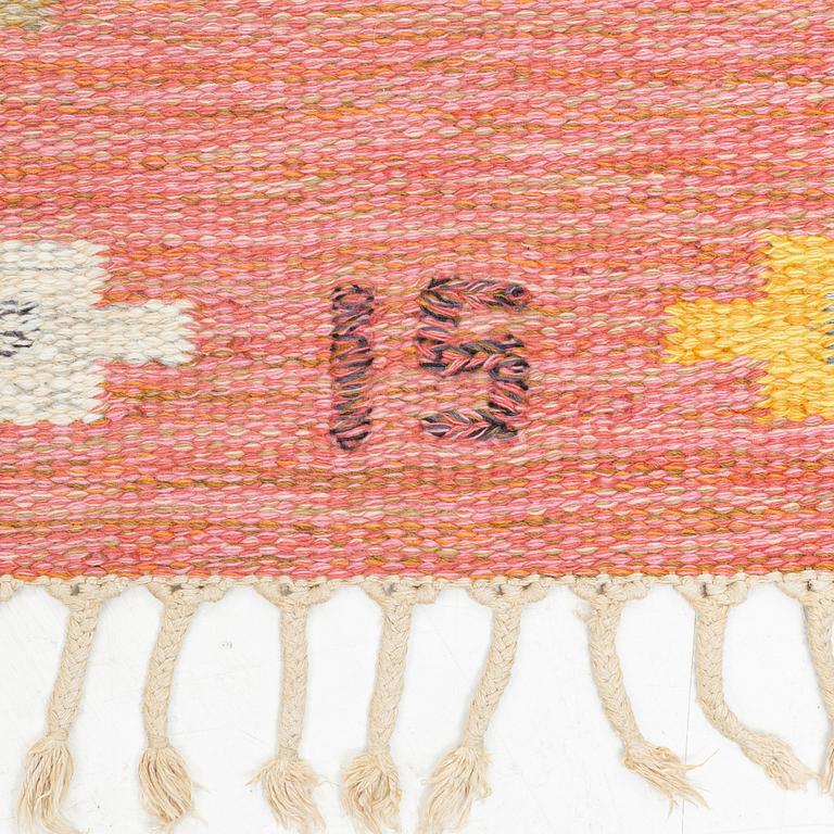 Ingegerd Silow, a flat weave rug, signed IS, c. 235 x 162 cm.