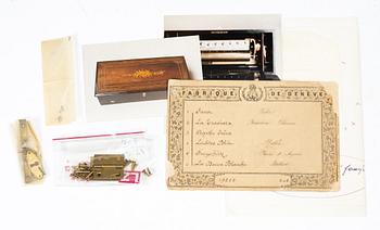 Cylinder music box with six melodies, Switzerland, 1890–1900.