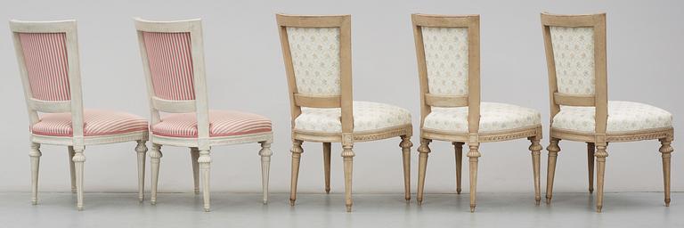 STOLAR, tre stycken, av Joseph Ruste (mästare i Stockholm 1772-1792). Gustavianska.