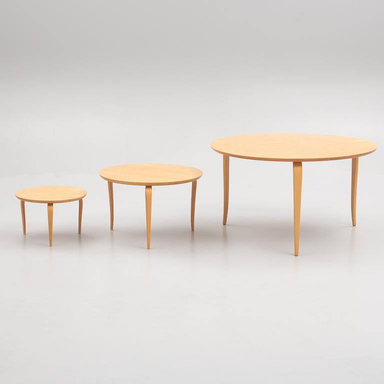 Bruno Mathsson, a set of three 'Annika' coffee tables, Dux.