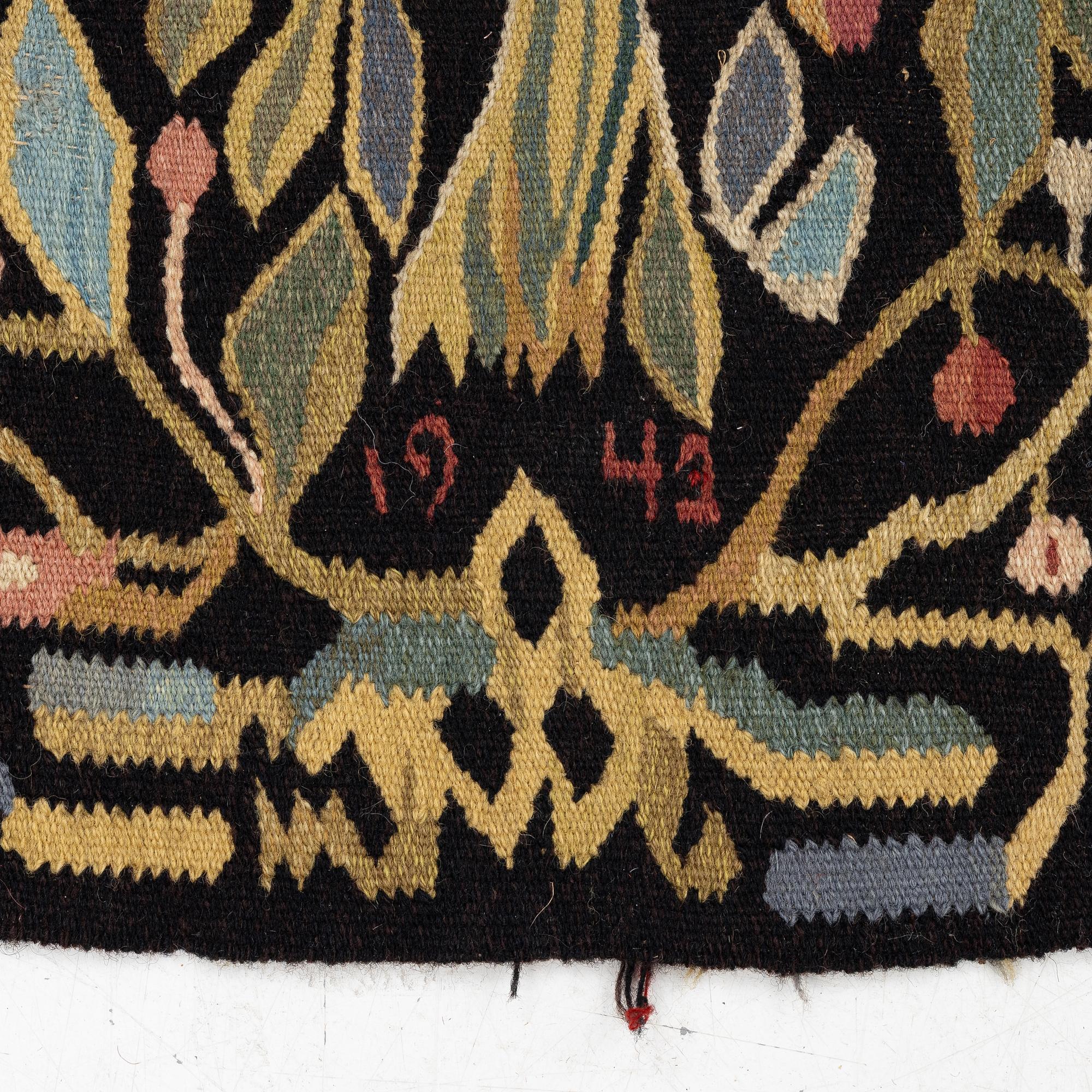 Textile, folk art, embroidered, dated 1943. ca 80 x 53.