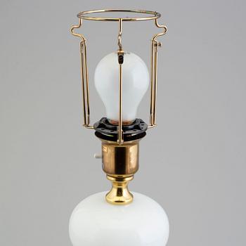 A glass and metal table light from Stilarmatur, Tranås, 1960's/70's.