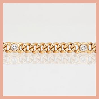 ARMBAND, kedja med 5 st briljantslipade diamanter, ca 0.80 ct totalt.
