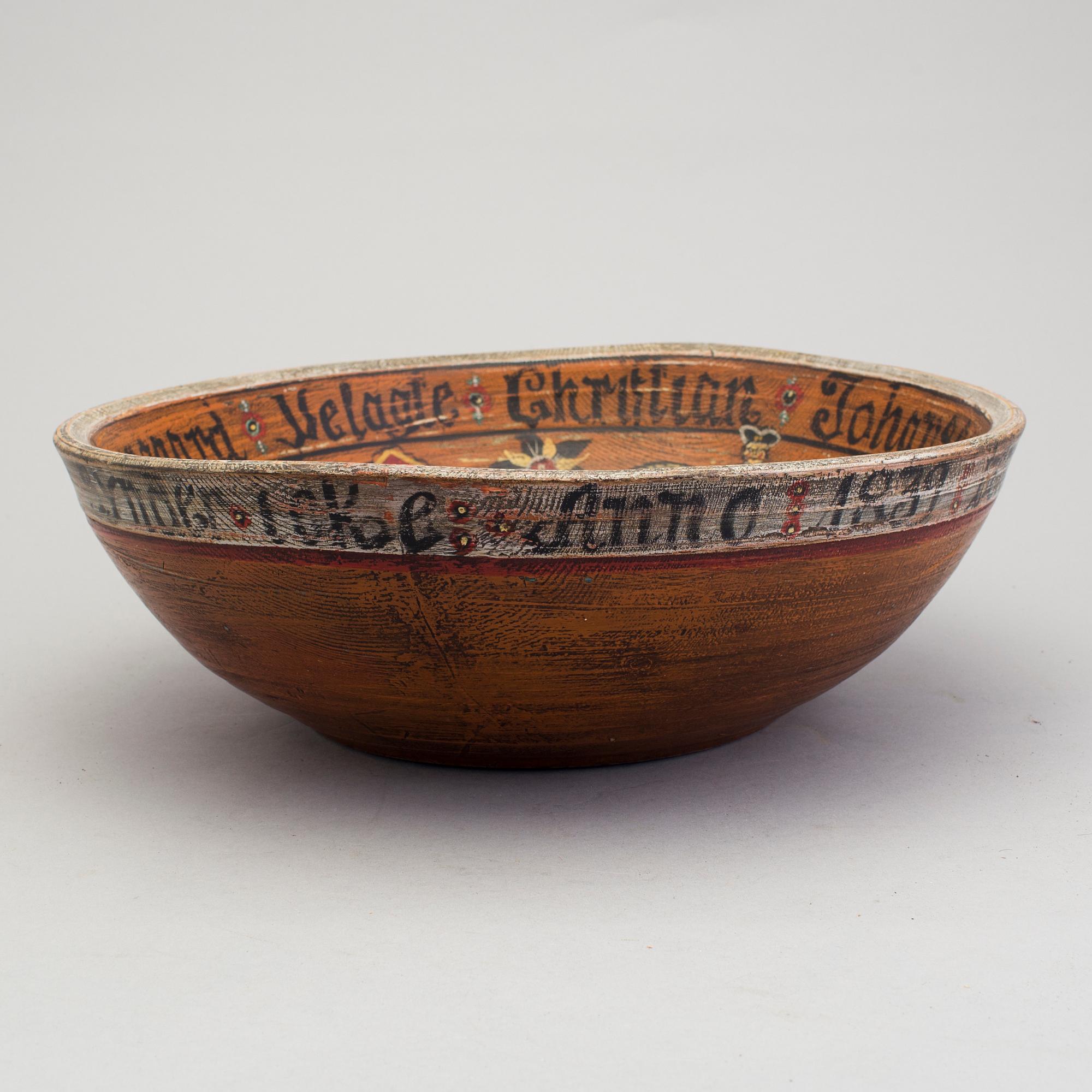 A 19th century painted folk art bowl from Norway.