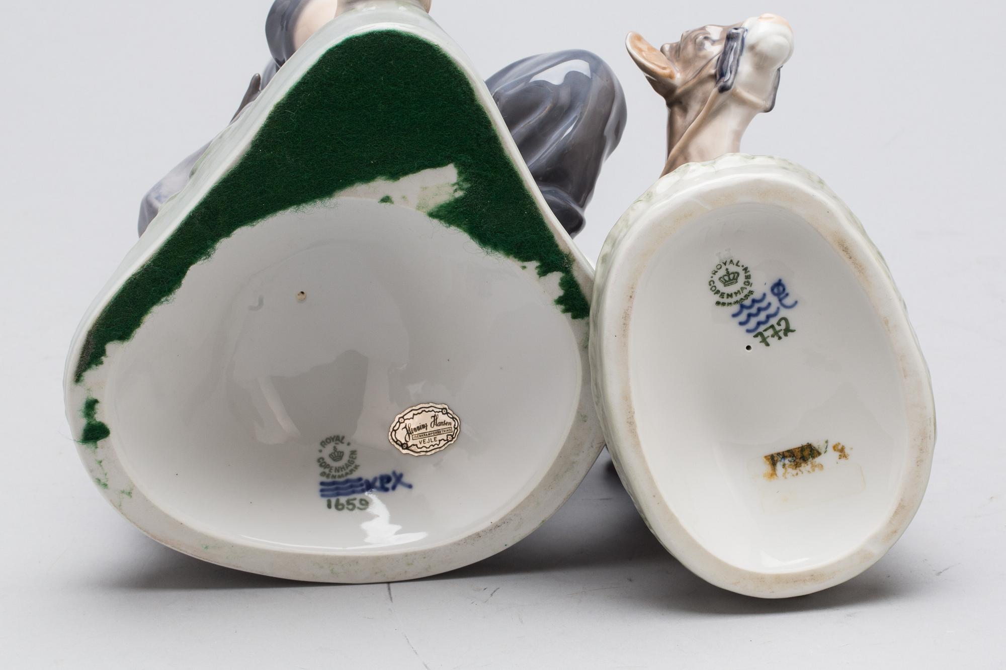 FIGURINER, 2 st. Porslin. Royal Copenhagen.