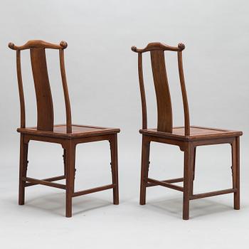 A pair of  20th Century hardwood Chinese 'Hat Chairs'.