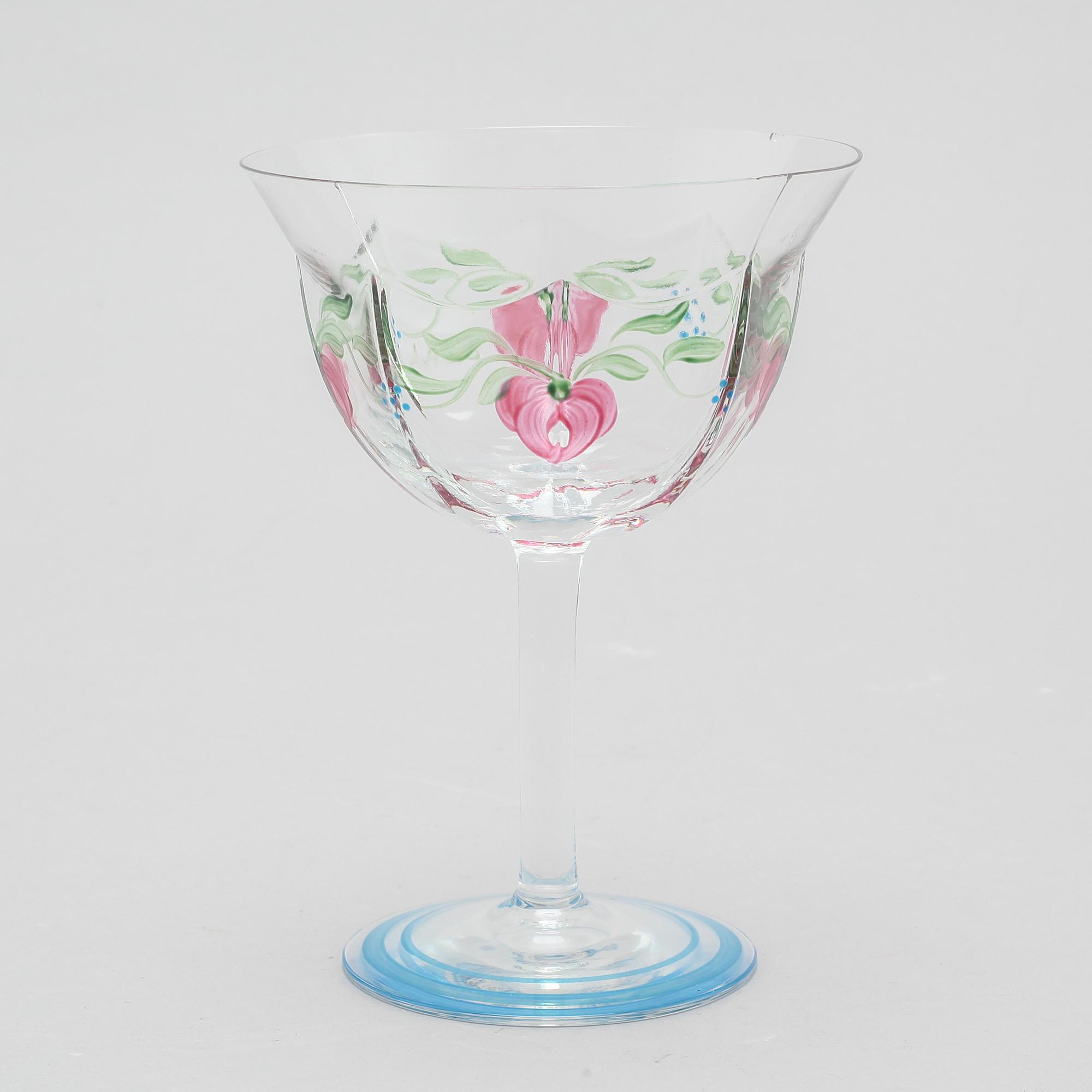 eight champage glasses, "Maja", Orrefors.