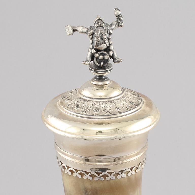 PRAKTDRYCKESHORN, horn och nysilver, 1900-talets första hälft.