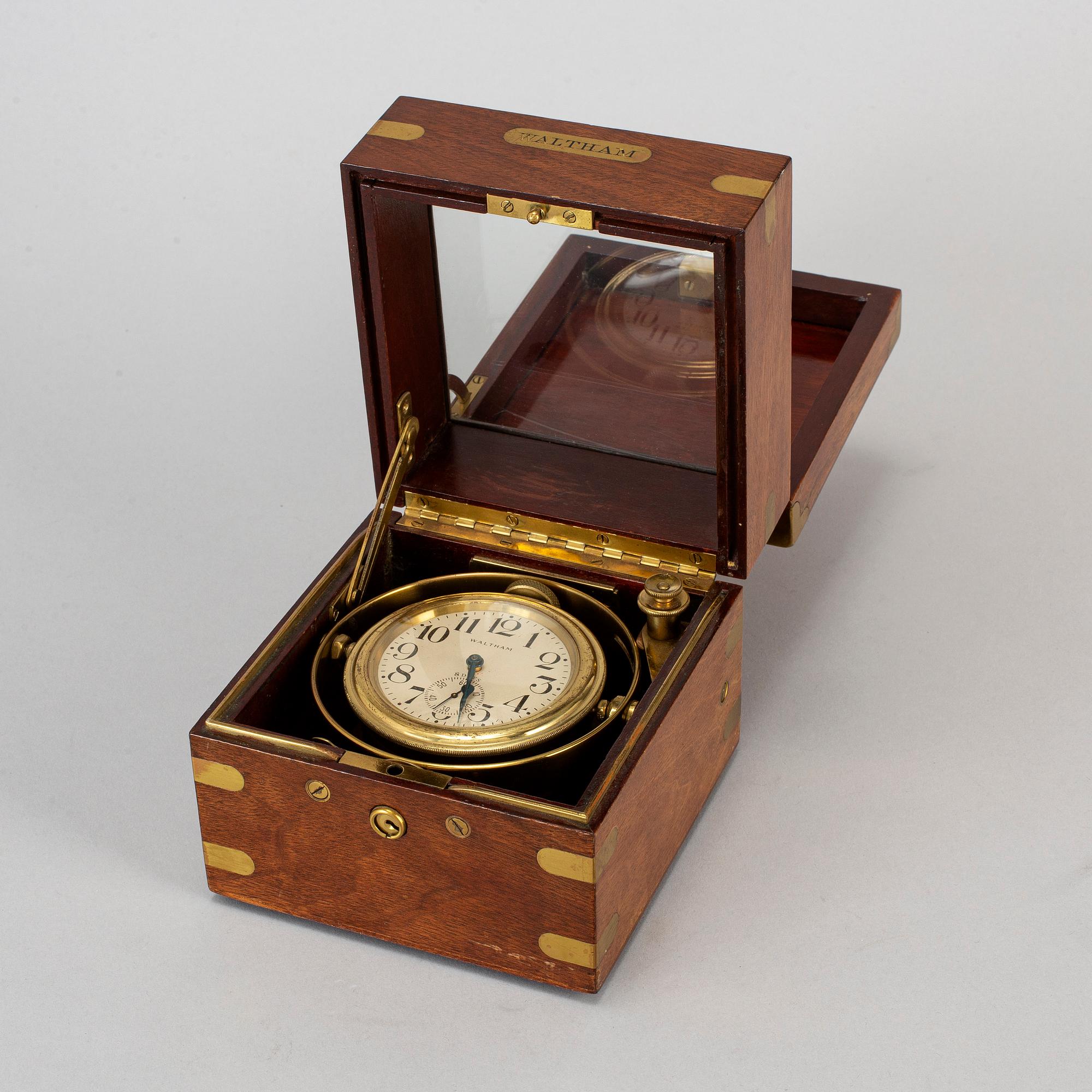 A Waltham 8 day marine chronometer deck clock, USA, early 20th Century.