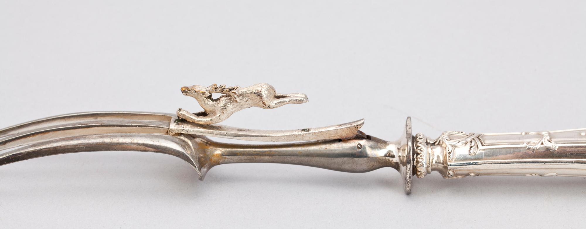 SKINKBESTICK, silver, Frankrike, omkring 1900.