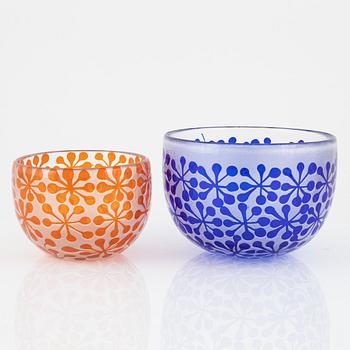 Bertil Vallien, two bowls, Boda-Åfors.