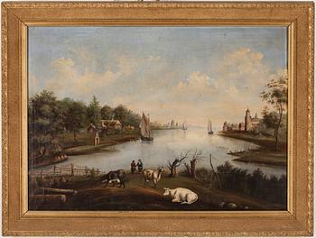 OKÄND KONSTNÄR, olja på duk, 1800-tal. Monogramsignerad AJP.