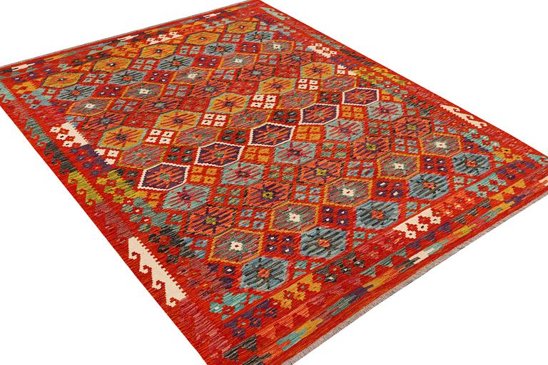 An Afghan kilim carpet, c. 257 x 202 cm.
