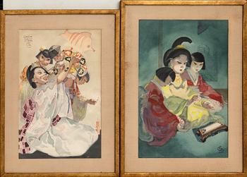 Oidentifierad konstnär, två japaniserande motiv, "Chichi Go San".