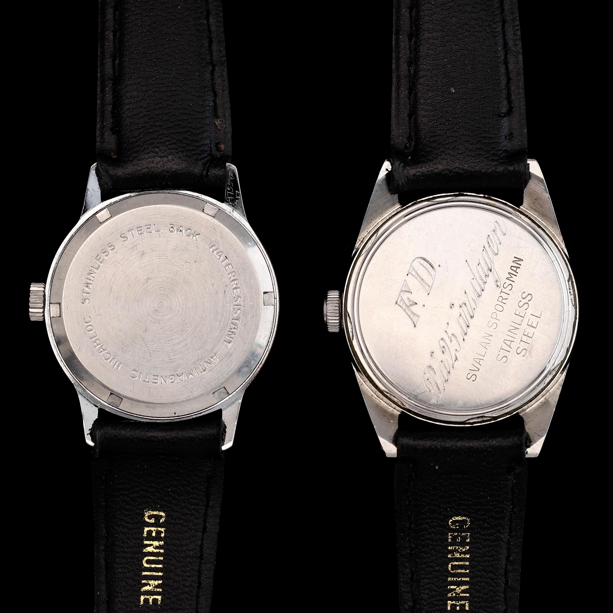 ARMBANDSUR, 2 st, stål, Svalan och Eiger, 1900-takets andra hälft.