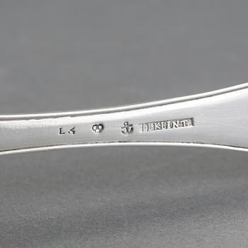 MATSKEDAR, 4 st, samt RAGUSKED, silver, bl.a Erik Ernander, Uppsala, 1792. Total vikt ca 297 gram.