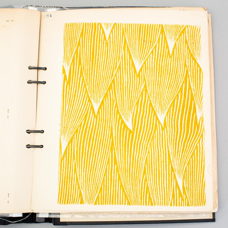 STIG LINDBERG, a folded with textile samples from NK textile store, 1950/60s.