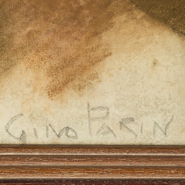 Gino Parin, blandteknik på papper, signerad.