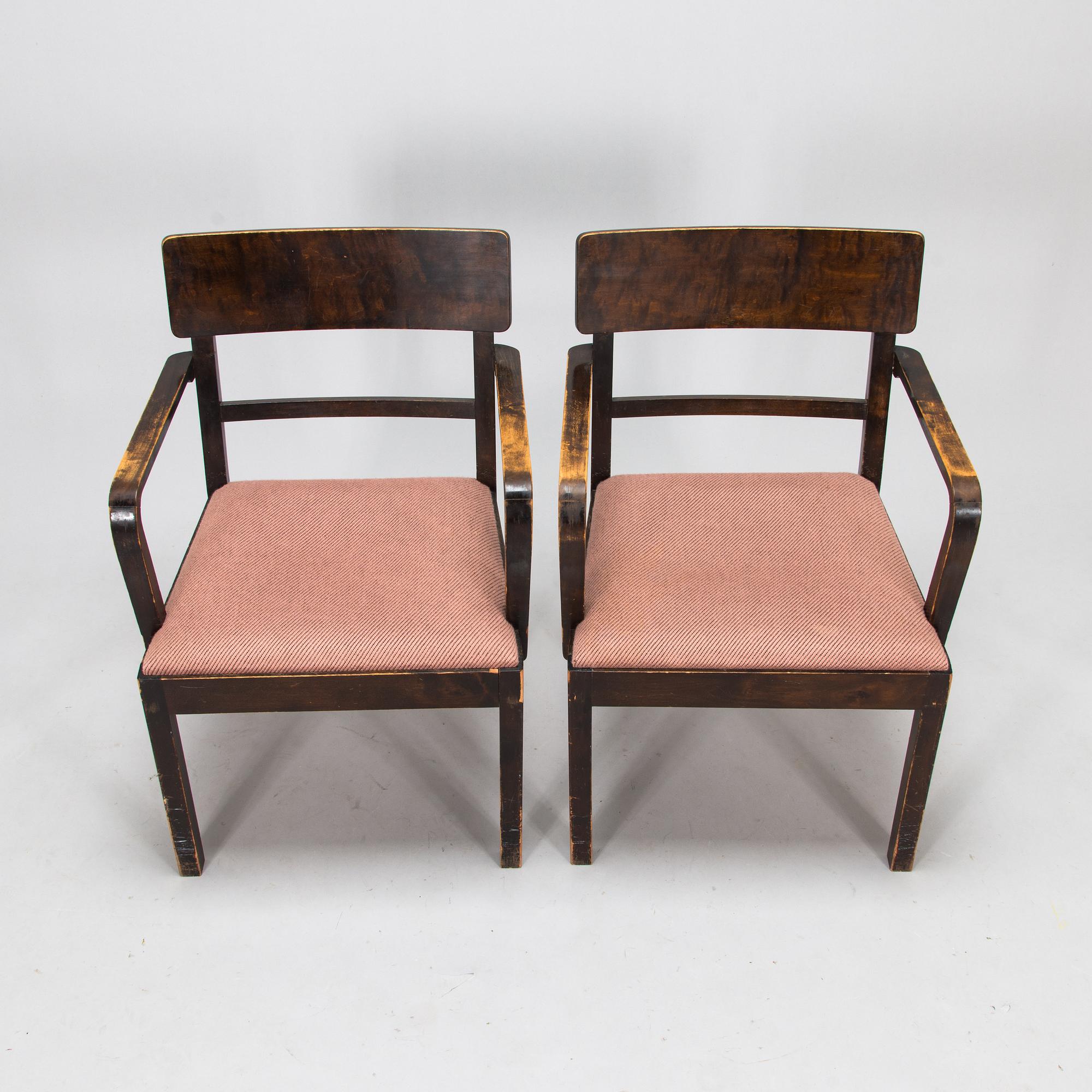 A set of six 1930's armchairs.