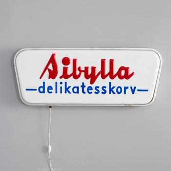 LJUSSKYLT, Nässil & Co Skyltfabrik, Stockholm, omkring 1900-talets mitt.