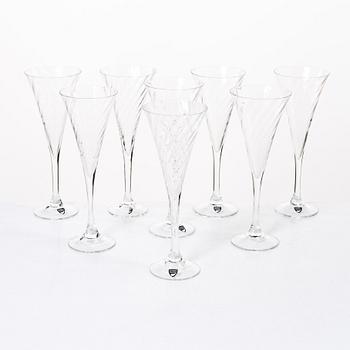 Gunnar Cyrén, Eight champagne glasses, 'Helena', Orrefors, Sweden.