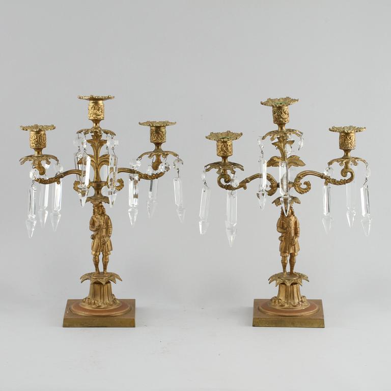 KANDELABRAR, ett par, sent 1800-tal.