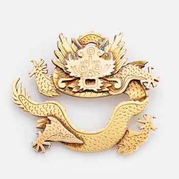 173. Wiwen Nilsson, a gilt 'a deux couleurs' sterling brooch of dragon, Lund Sweden 1974.