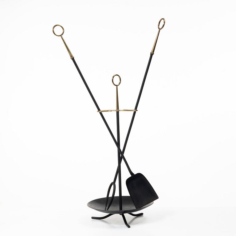 Gunnar Ander, Fire utensils on a stand, Ystad Metall, second half of the 20th century.