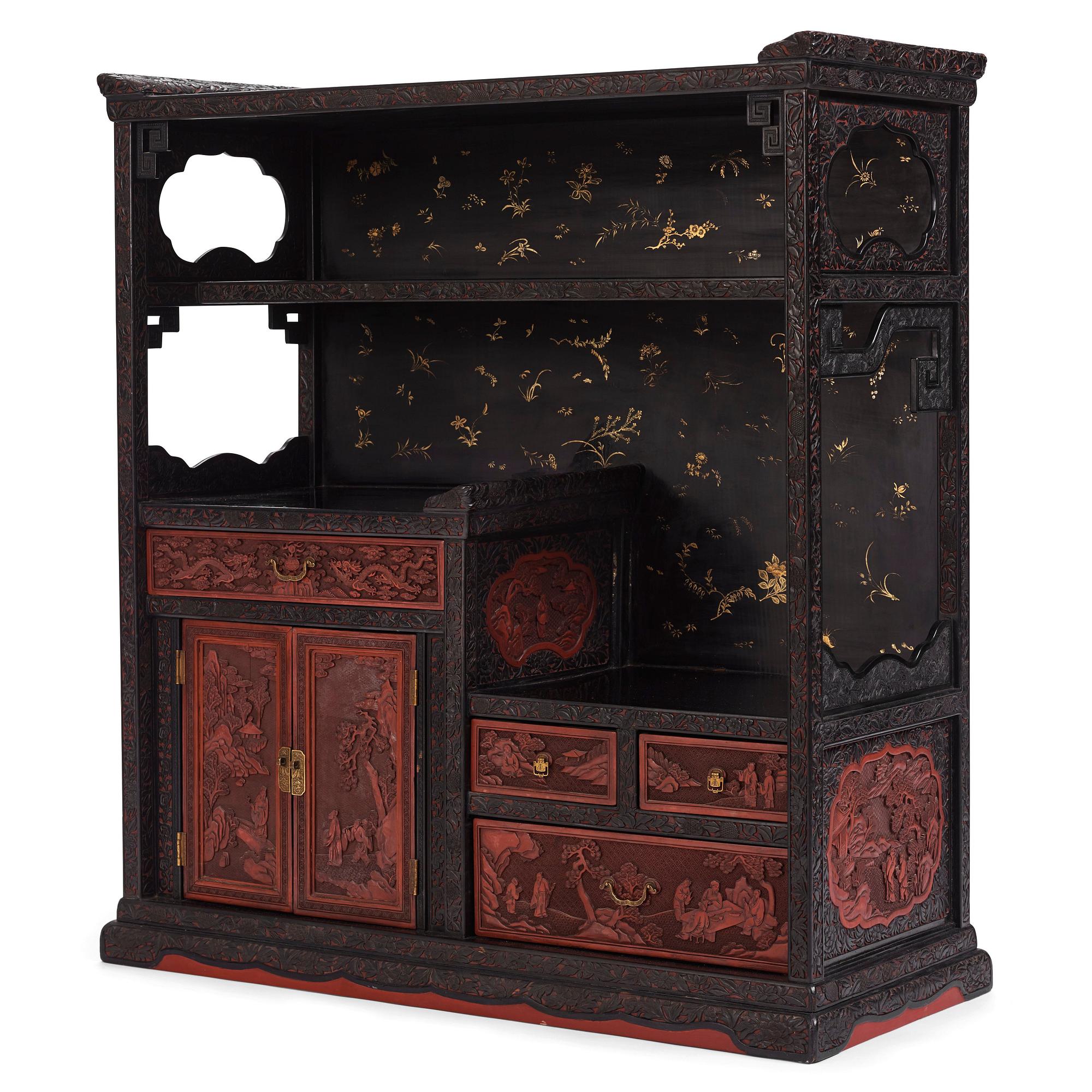 A lacquer display cabinet, late 19th Century.