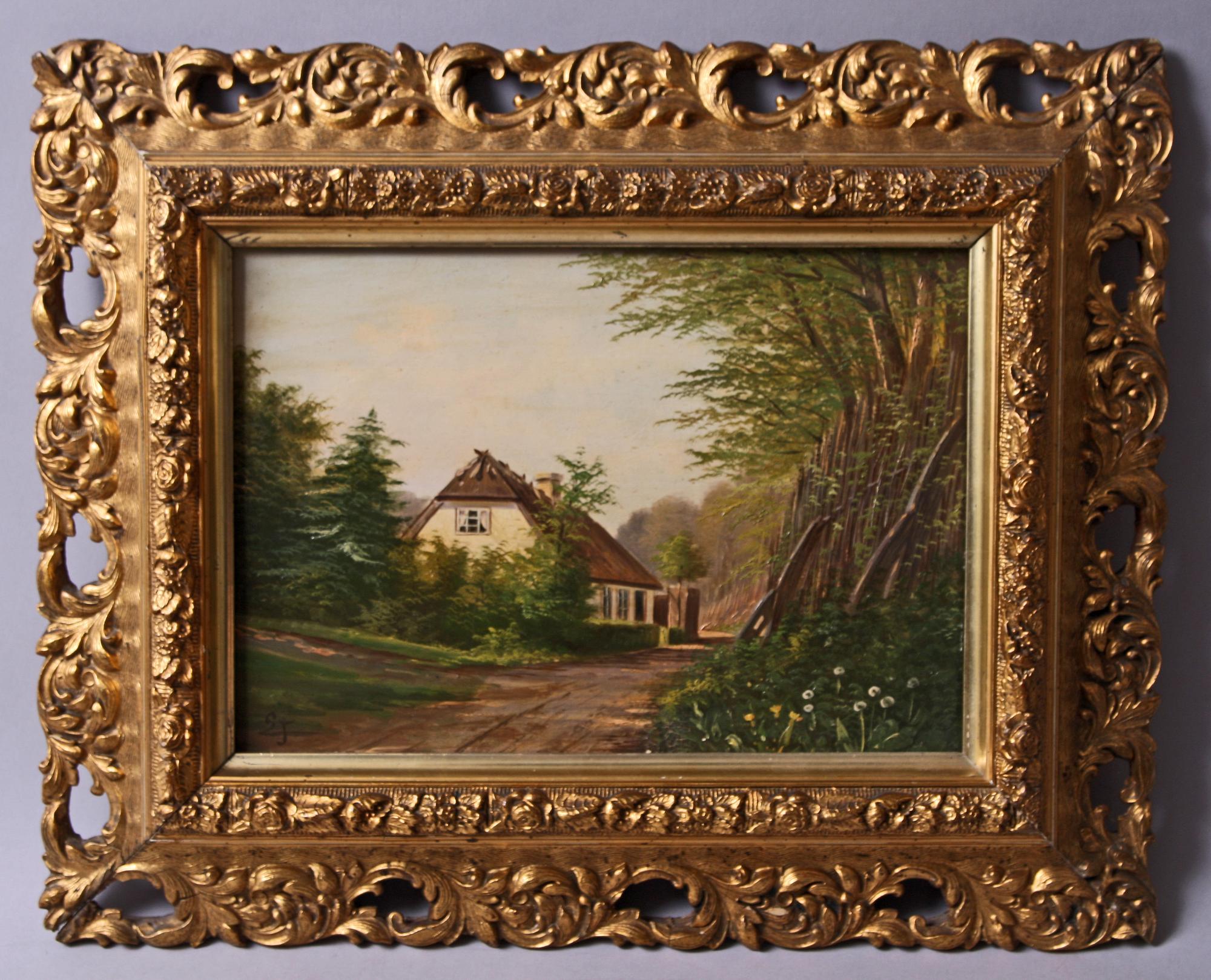 OKÄND KONSTNÄR, olja på pannå, 2 st, monogramsign, Danmark.