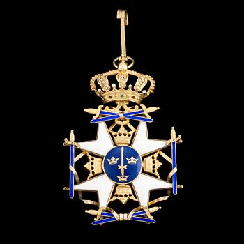 The Swedish gilded silver and enamel commander sign of the Royal Order of the Sword. Weight ca 42 grams.