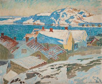 364. Carl Wilhelmson, "Vinterlandskap" (Vy från Kvarnberget, Fiskebäckskil) [Winter landscape, view from Kvarnberget, Fiskebäckskil].